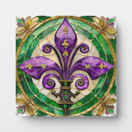 Mardi Gras Glas in lood Fleur de lis Fotoplaat