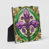 Mardi Gras Glas in lood Fleur de lis Fotoplaat (Voorkant)