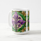 Mardi Gras Glas in lood Fleur de lis Koffiemok (Voorkant links)
