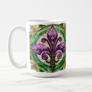 Mardi Gras Glas in lood Fleur de lis Koffiemok