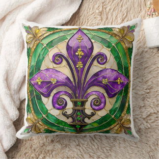 Mardi Gras Glas in lood Fleur de lis Kussen