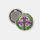 Mardi Gras Glas in lood Fleur de lis Magneet (Voorkant / Achterkant)