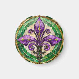 Mardi Gras Glas in lood Fleur de lis Magneet