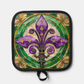 Mardi Gras Glas in lood Fleur de lis Pannenlap (Voorkant)