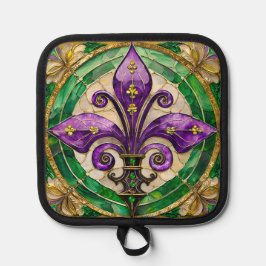 Mardi Gras Glas in lood Fleur de lis Pannenlap