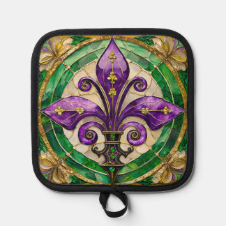 Mardi Gras Glas in lood Fleur de lis Pannenlap
