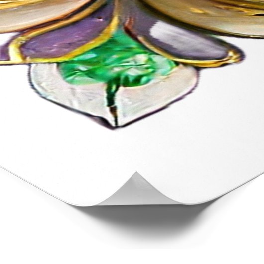 Mardi Gras Glas in lood Fleur de lis Poster (Hoek)
