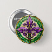 Mardi Gras Glas in lood Fleur de lis Ronde Button 5,7 Cm (Voorkant /achterkant)
