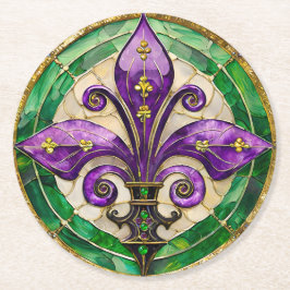 Mardi Gras Glas in lood Fleur de lis Ronde Kartonnen Onderzetter
