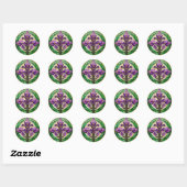 Mardi Gras Glas in lood Fleur de lis Ronde Sticker (Vel)