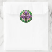 Mardi Gras Glas in lood Fleur de lis Ronde Sticker (Tas)