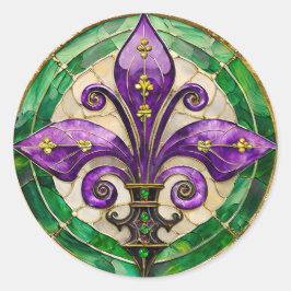 Mardi Gras Glas in lood Fleur de lis Ronde Sticker
