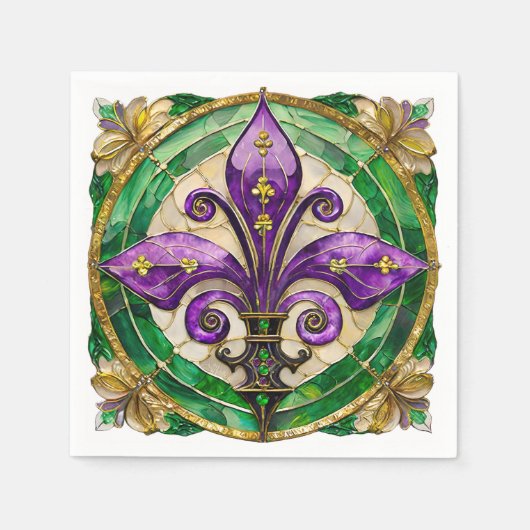 Mardi Gras Glas-in-lood Fleur de lis Servet (Voorkant)