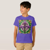Mardi Gras Glas in lood Fleur de lis T-shirt (Voorkant volledig)