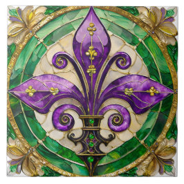 Mardi Gras Glas in lood Fleur de lis Tegeltje