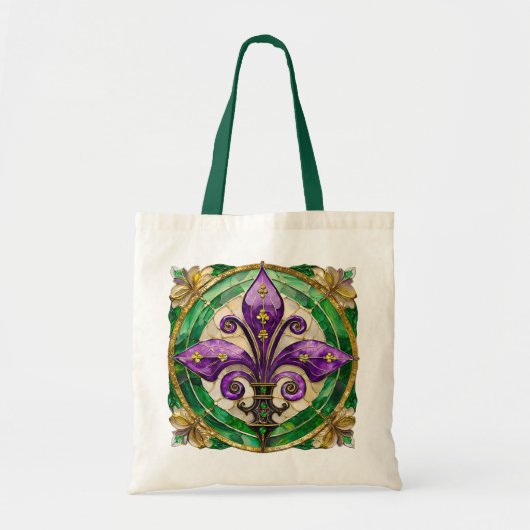 Mardi Gras Glas in lood Fleur de lis Tote Bag (Voorkant)