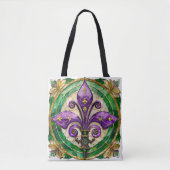 Mardi Gras Glas in lood Fleur de lis Tote Bag (Voorkant)