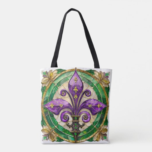 Mardi Gras Glas in lood Fleur de lis Tote Bag (Achterkant)