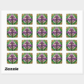 Mardi Gras Glas in lood Fleur de lis Vierkante Sticker (Vel)