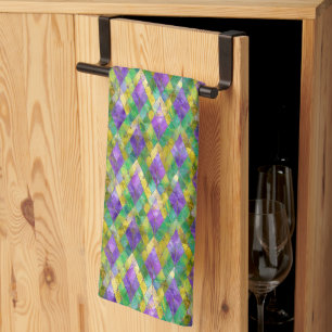 Mardi Gras Glas-in-lood Harlekijn Print Theedoek