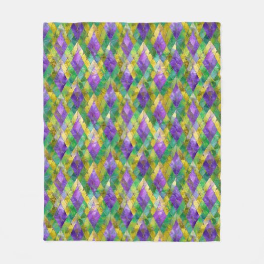 Mardi Gras Glas in lood Harlequin Print Fleece Deken (Voorkant)