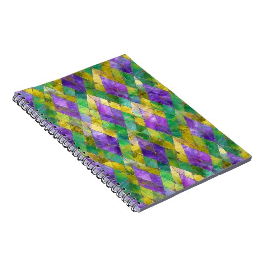 Mardi Gras Glas in lood Harlequin Print Notitieboek (Rechterzijde)