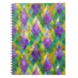 Mardi Gras Glas in lood Harlequin Print Notitieboek
