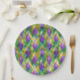 Mardi Gras Glas in lood Harlequin Print Papieren Bordje
