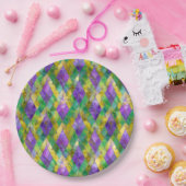 Mardi Gras Glas in lood Harlequin Print Papieren Bordje (Feest)