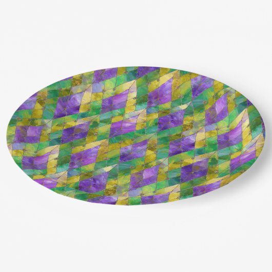 Mardi Gras Glas in lood Harlequin Print Papieren Bordje (Gekanteld)