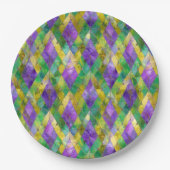 Mardi Gras Glas in lood Harlequin Print Papieren Bordje (Voorkant)