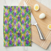Mardi Gras Glas in lood Harlequin Print Theedoek (Quarter Fold)