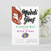 Mardi Gras Glitter Lips Crawfish Boil Uitnodiging (Staand voorkant)