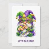 Mardi Gras Gnome Eating King Cake Kaart (Voorkant)