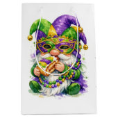 Mardi Gras Gnome Eating King Cake Medium Cadeauzakje (Voorkant)