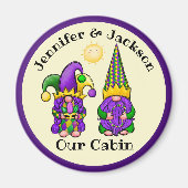 Mardi Gras Gnome Paar Cruise Door Marker Magneet (Voorkant)