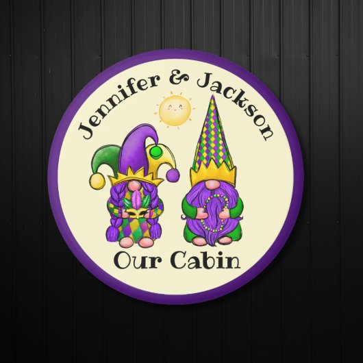 Mardi Gras Gnome Paar Cruise Door Marker Magneet