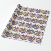 Mardi Gras Gnome Party With King Cake Cadeaupapier (Uitgerold)