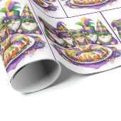 Mardi Gras Gnome Party With King Cake Cadeaupapier (Rol Hoek)