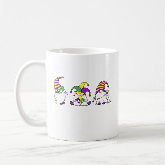 Mardi Gras Gnome Trio Cute Carnival Koffiemok (Links)