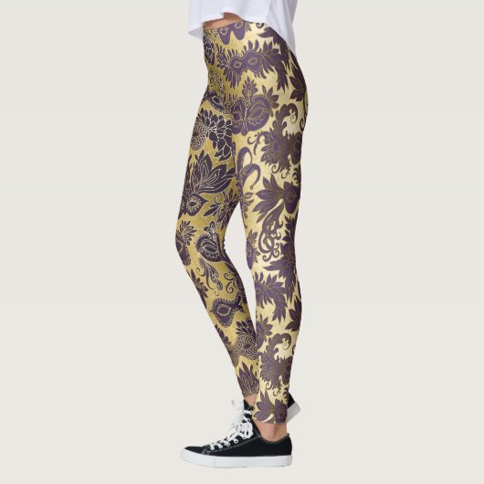 Mardi Gras Gold en Paarse maskers aangepast Leggings (Links)
