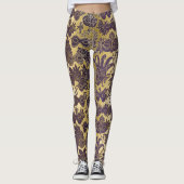 Mardi Gras Gold en Paarse maskers aangepast Leggings (Voorkant)
