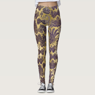 Mardi Gras Gold en Paarse maskers aangepast Leggings
