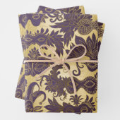 Mardi Gras Gold en Paarse Masquerade maskers Inpakpapier Vel (In situ)