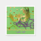 Mardi Gras Gold Mask Paarse Beads gepersonaliseerd Servet (Voorkant)
