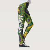 Mardi Gras Gold Paarse Black Green Leggings Naam (Rechts)