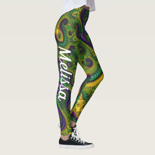 Mardi Gras Gold Paarse Black Green Leggings Naam (Rechts)