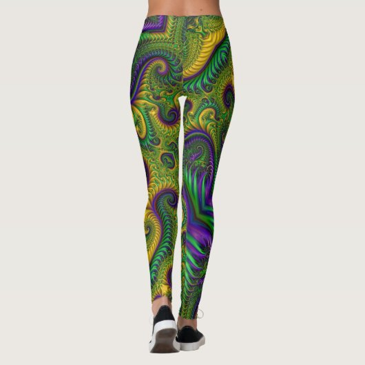 Mardi Gras Gold Paarse Black Green Leggings Naam (Achterkant)