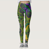 Mardi Gras Gold Paarse Black Green Leggings Naam (Voorkant)