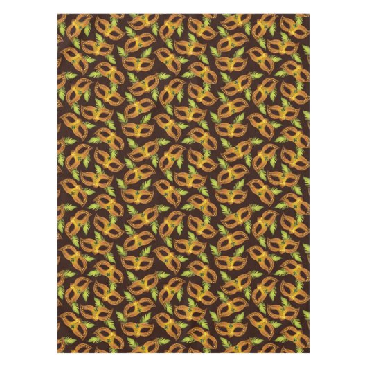Mardi Gras Golden Mask Green Feathers Tafelkleed (Voorkant)